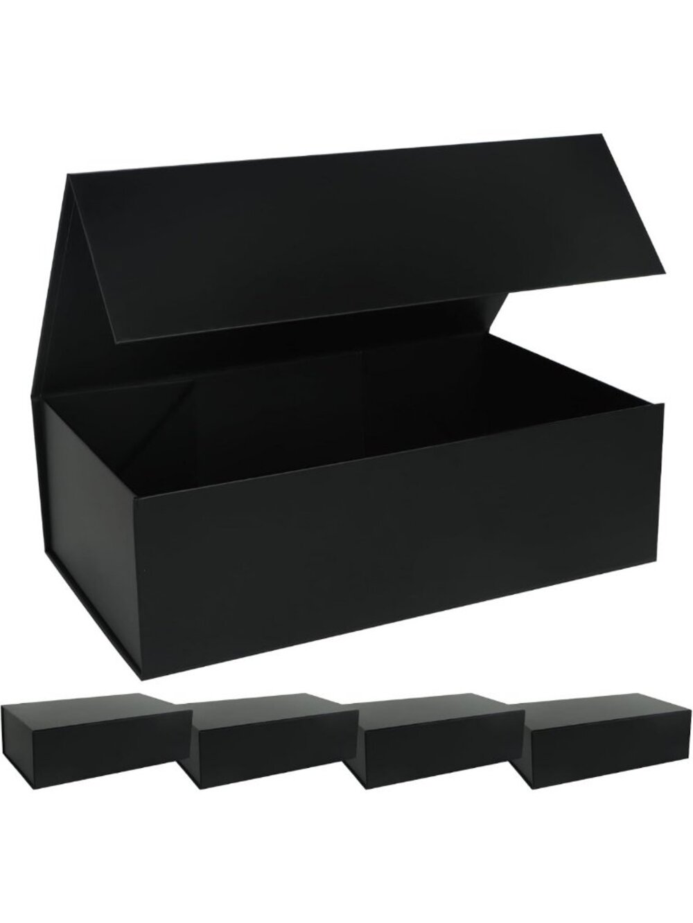 Elegant Black Magnetic Lid Gift Boxes - Set of 5 for Special Occasions
